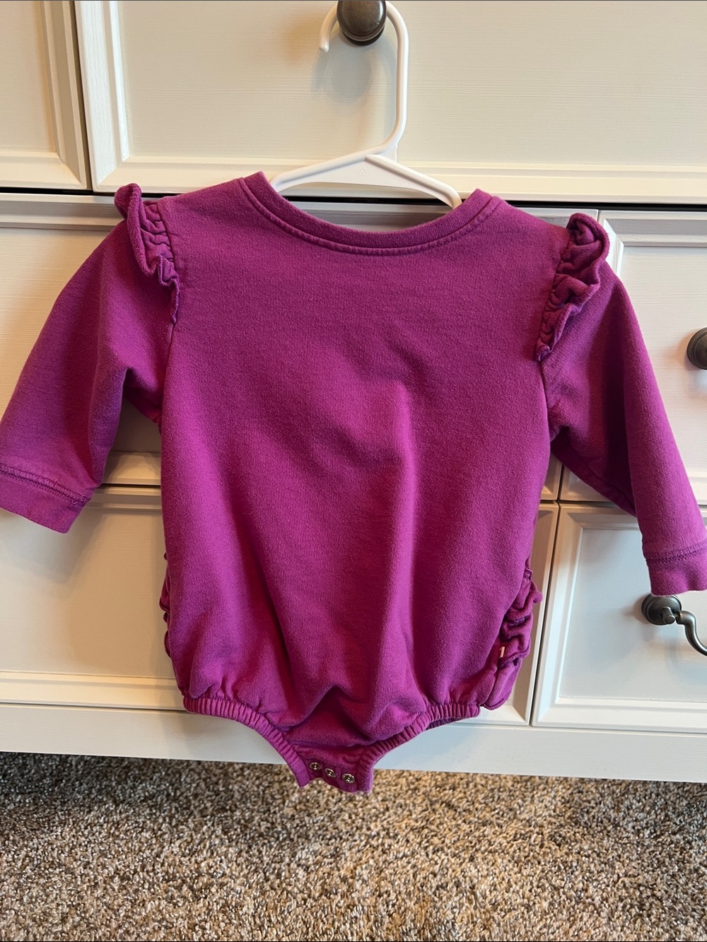 Ruffle Butts Magenta Long-Sleeve Ruffled One-Piece Bodysuit
